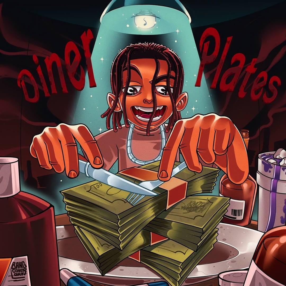 Cartoon style album cover art for a music artist &mdash; example 4